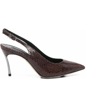 Casadei Snakeskin-Effect Slingback Pumps - Brown