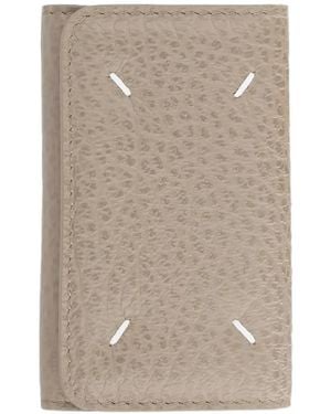 Maison Margiela Four Stitches Grained Leather Keyring - Natural