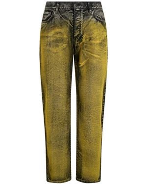 Moschino Washed-Effect Straight-Leg Jeans - Green