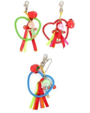Amir Slama Heart-Motif Keychain (Pack Of Three) - White