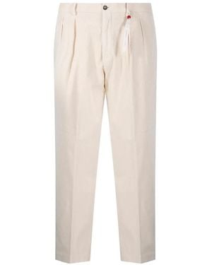 Santaniello Pleated Corduroy Straight-Leg Pants - White