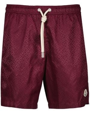 Moncler Badeshorts Aus Monogramm-Jacquard - Rot