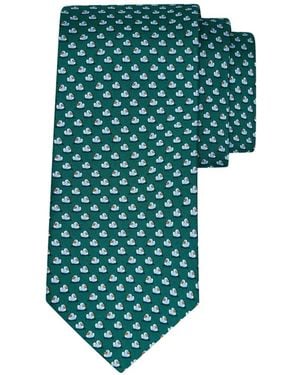 Ferragamo Corbata De Seda Con Estampado De Patos - Verde