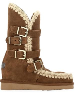 Mou Buckled Sheepskin Boots - Brown
