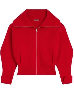 Givenchy Zip-Up Ribbed-Knit Cardigan - Red