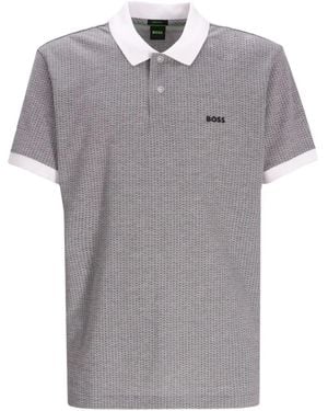 BOSS Logo-Embroidered Polo Shirt - Grey