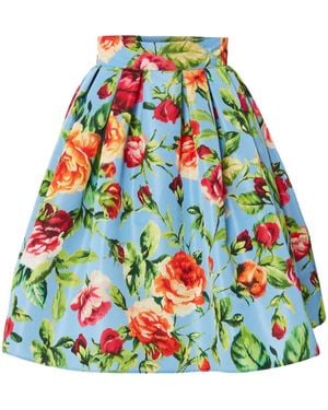 Carolina Herrera Jupe À Fleurs - Bleu