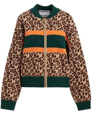 Essentiel Antwerp Kutie Cardigan Mit Leopardenprint - Schwarz