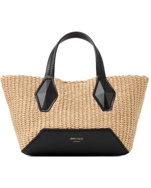 Jimmy Choo Diamond Woven Straw Tote Bag - Natural