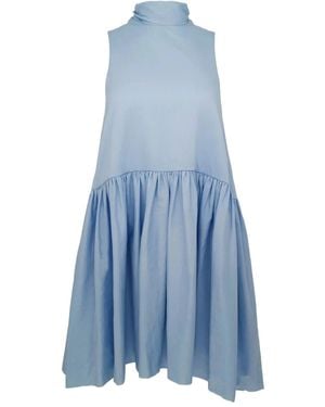 Azeeza Robe Évasée À Col Montant - Bleu
