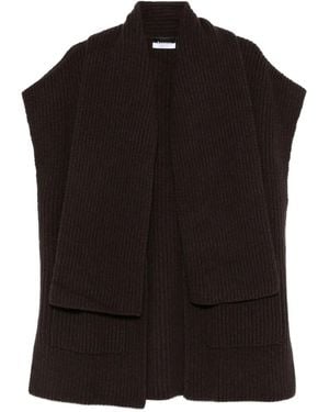 AROVESCIO Cardigan Mi-Long En Maille Nervurée - Black
