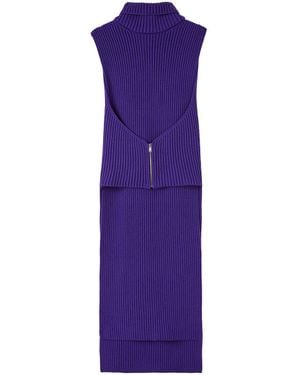 Jil Sander Detachable-Collar Knitted Dress - Purple