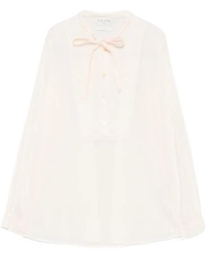 forte_forte Bluse Mit Latz - Weiß