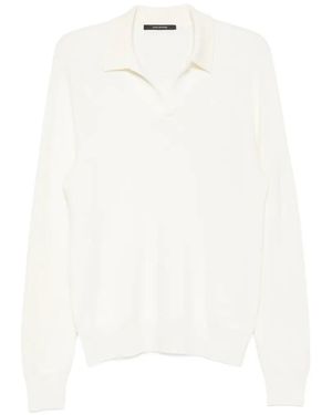 Tagliatore Fine-Knit Long-Sleeve Jumper - White