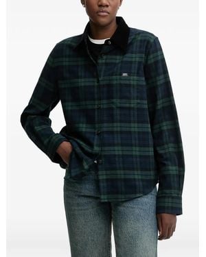 Miss Sixty Checked Corduroy-Collar Shirt - Blue