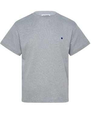 Jil Sander Round-Embroidered Cotton T-Shirt - Grey