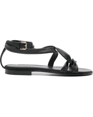 Co. Knotted Strap Flat Sandals - Black