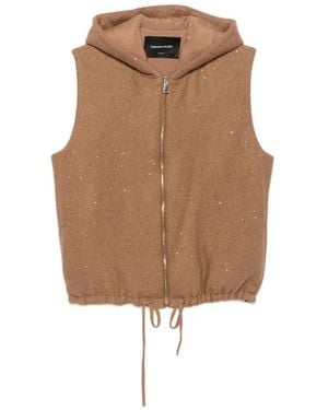 Fabiana Filippi Sequin-Embellished Hooded Gilet - Brown