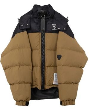 Maison Mihara Yasuhiro Two-tone Hooded Down Jacket - Brown