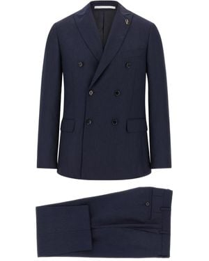 Pal Zileri Pinstriped Double-Breasted Lord Dress - Blue