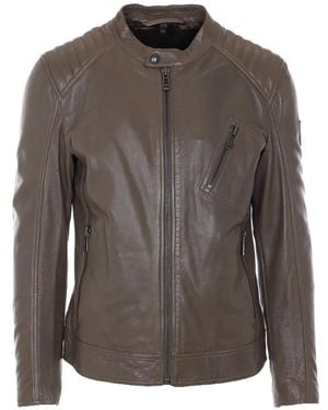 Belstaff Zip Leather Jacket - Grey