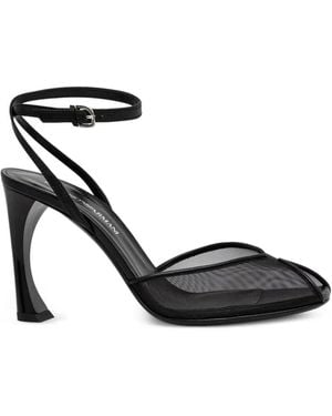 Emporio Armani Open-Toe Mesh Heeled Sandals - Black