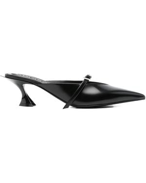 Mugler 70Mm Pointed-Toe Ribbon Mules - Black