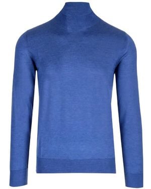 Al Duca d'Aosta Ribbed-Trim Roll-Neck Jumper - Blue