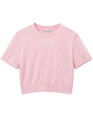 Alexander Wang T-Shirt Con Logo Goffrato - Rosa