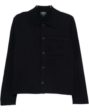 A.P.C. Polo-Neck Buttoned Cardigan - Black