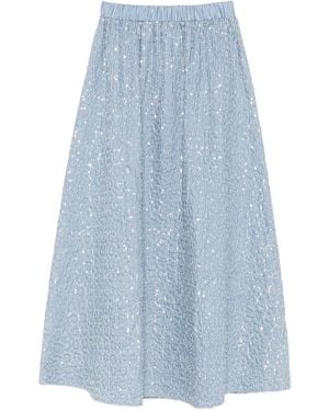 Sandro Striped-Pattern Embellished Maxi Skirt - Blue