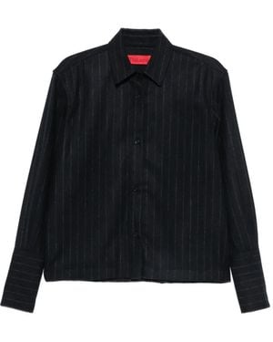 Thelatest Codie Pinstripe-Pattern Long-Sleeve Shirt - Black