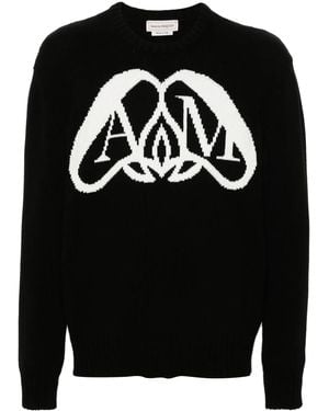 McQueen Seal Pullover Mit Intarsien-Logo - Schwarz