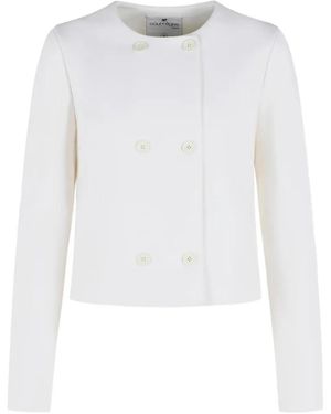 Courreges Double-Breasted Ribbed-Panel Jacket - White