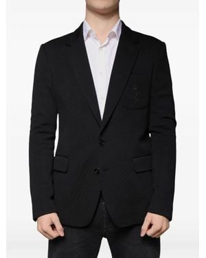 Dolce & Gabbana Embroidered Single-Breasted Blazer - Black