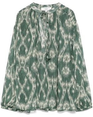 Ba&sh Menaelle Khaki Printed Blouse - Green