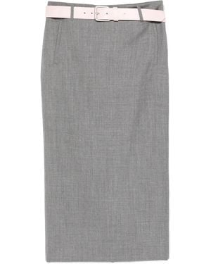 Moschino Jupe Crayon À Détail De Ceinture - Grey