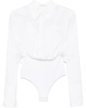 Patrizia Pepe Poplin Bodysuit Shirt - White