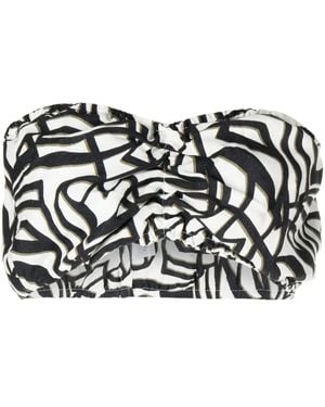 Bambah Geometric-Print Bandeau Top - Black