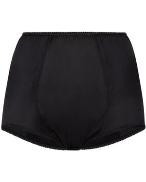 Dolce & Gabbana Silk High-waisted Briefs - Black