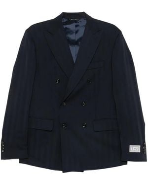 LC23 Double-Breasted Pinstripe Blazer - Blue