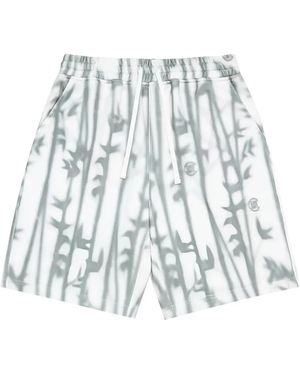 Clot Bamboo-Print Track Shorts - White