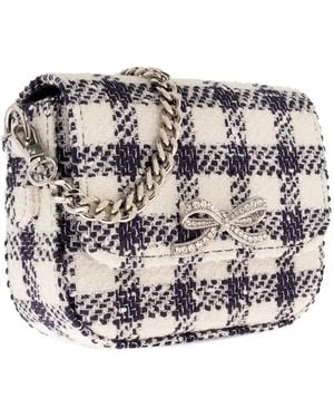 Self-Portrait Check Bow Chain Cross Body Bag - White