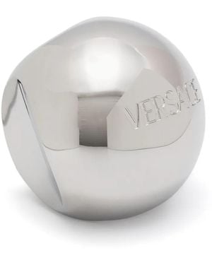 Versace Sphere Logo-Engraved Ring - Gray