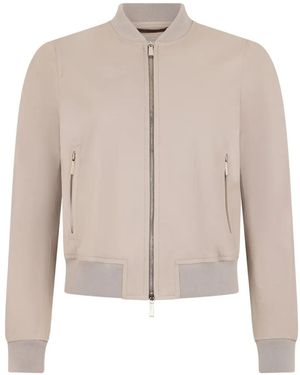 Moorer Leather Bomber Jacket - White