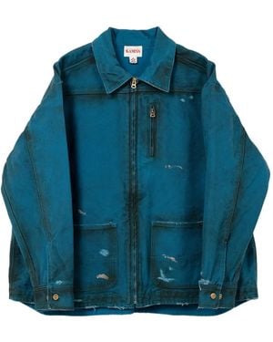 KAMIYA Boro Distressed Zip-Front Jacket - Blue