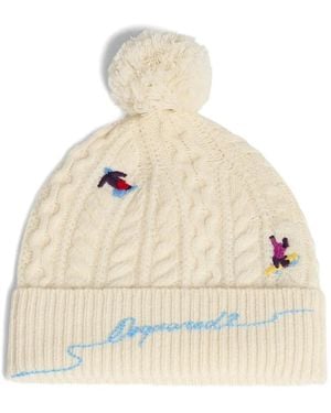 DSquared² Beanie Mit Zopfstrickmuster - Natur