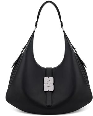 Ganni Hardware-Detail Shoulder Bag - Black