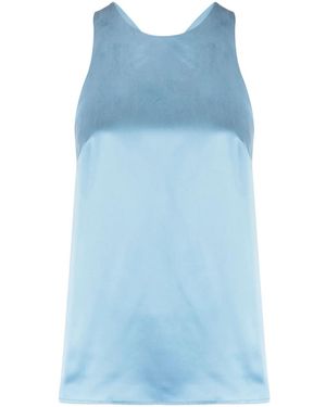 Loulou de Saison Halterneck Silk Tank Top - Blue