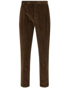 Department 5 Pleat Logo-Patch Pants - Brown